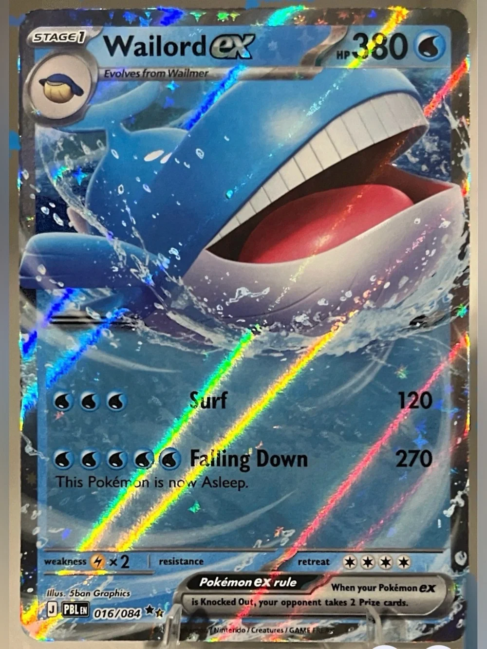Pokémon TCG: Pitch Black - WAILORD EX 016/084 NM